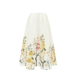 Leo Lin Victoria Embroidered Puff Maxi Skirt in Snapdragon Print in Snow