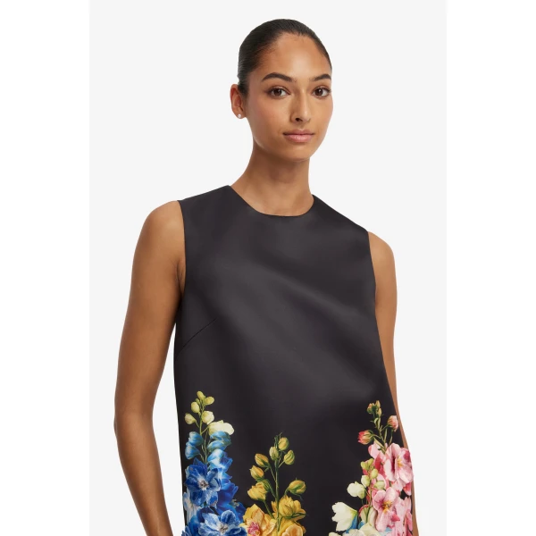 Leo Lin Yvonne Embroidered Mini Dress in Snapdragon Print in Ebony, view 6