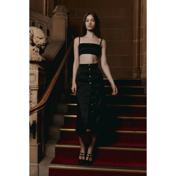 Macgraw Abbey Bra in Black Crest Jacquard Top, view 2