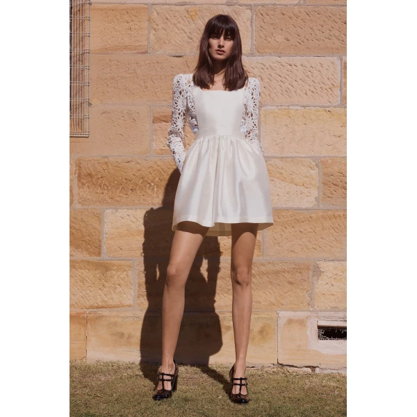 Macgraw Apron Dress in Ivory, view 2