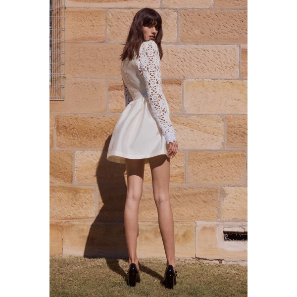 Macgraw Apron Dress in Ivory, view 3