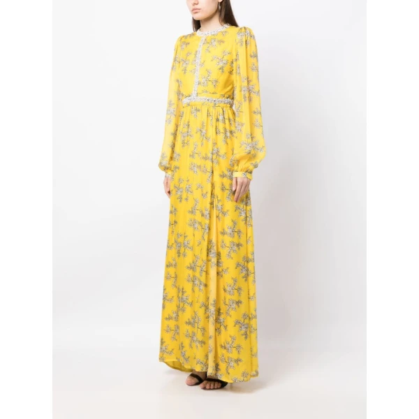 Macgraw Baroque Dress in mustard floral, view 4