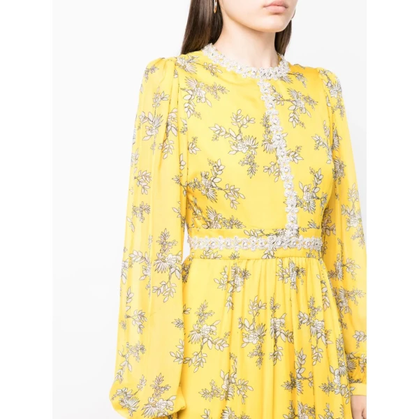 Macgraw Baroque Dress in mustard floral, view 6