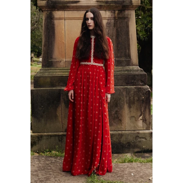 Macgraw Baroque Dress in red floral, view 2