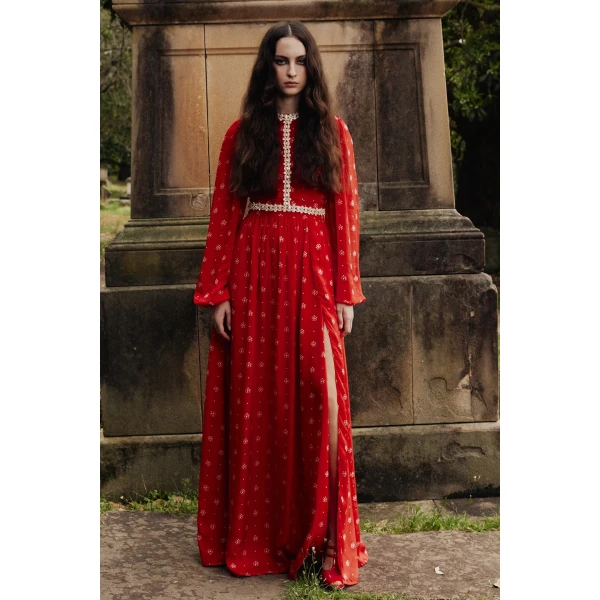 Macgraw Baroque Dress in red floral, view 3
