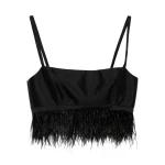 Macgraw Birdy Bra in Black with Feather Trim Top