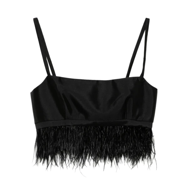 Macgraw Birdy Bra in Black with Feather Trim Top