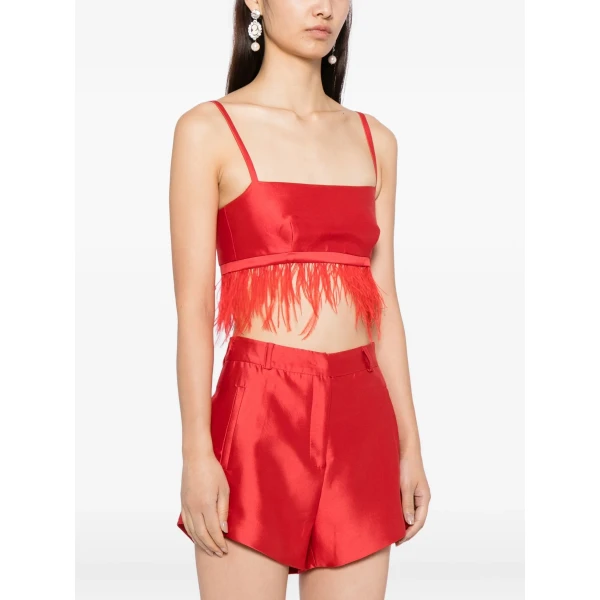 Macgraw Birdy Bra in Red with Feather Trim Top, view 5