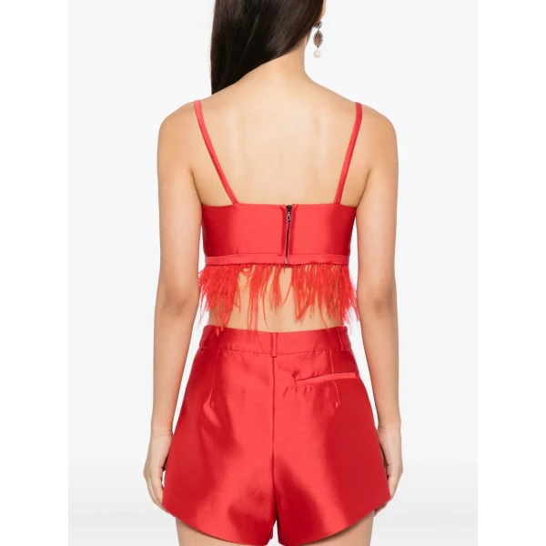 Macgraw Birdy Bra in Red with Feather Trim Top, view 6