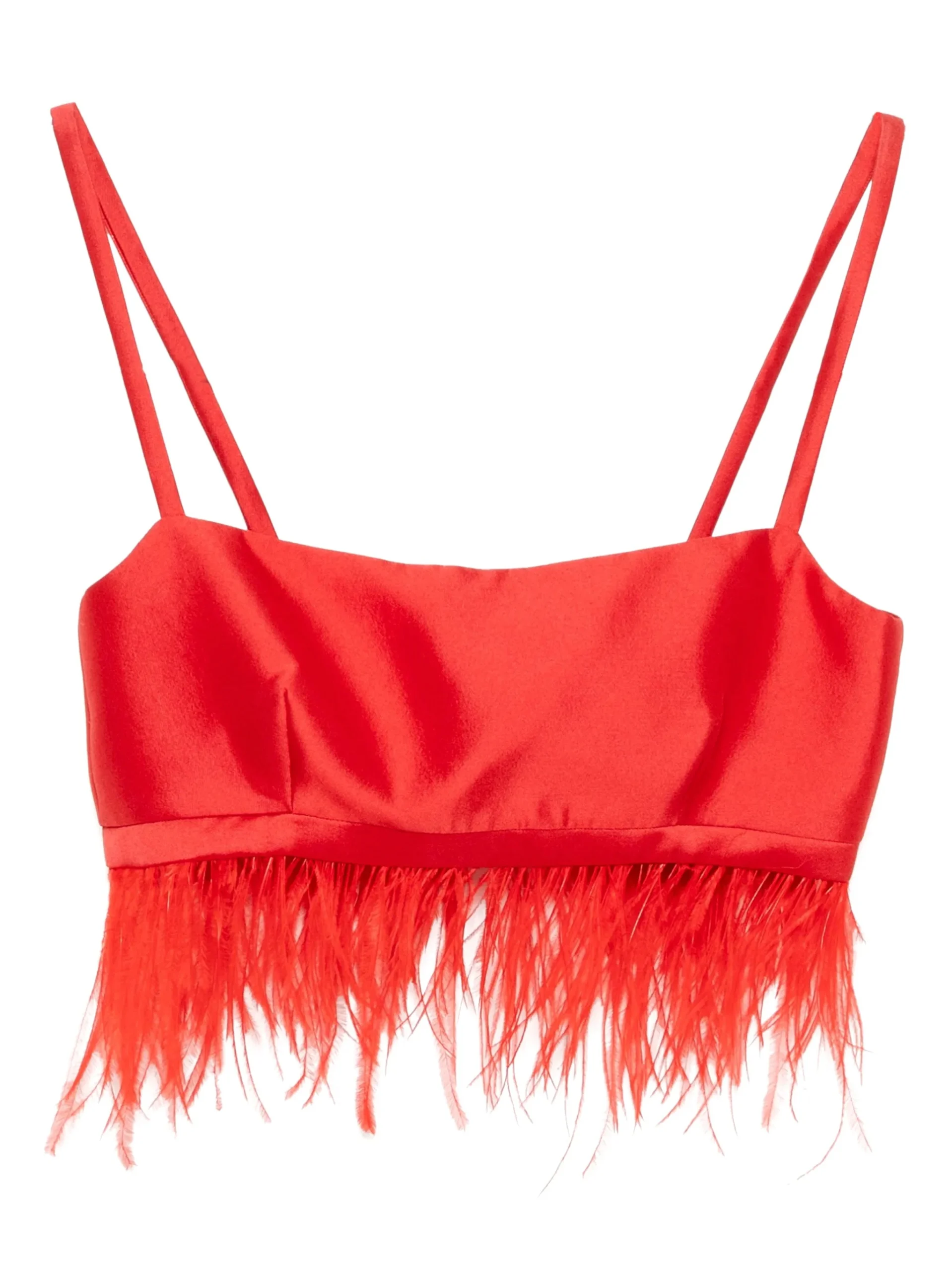 Macgraw Birdy Bra in Red with Feather Trim