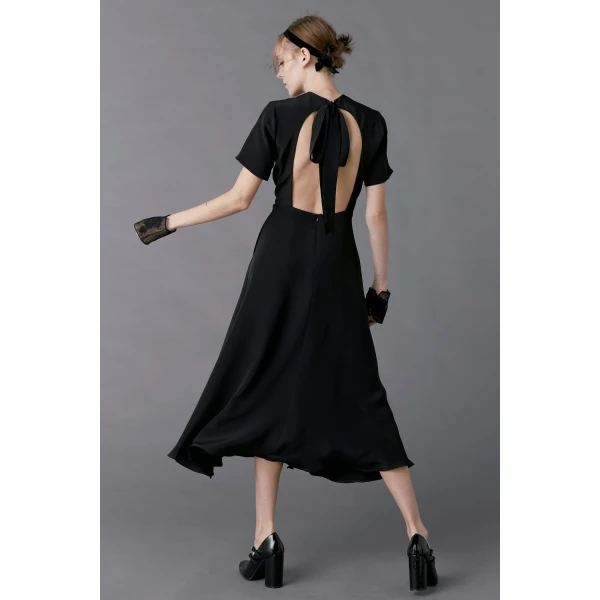 Macgraw Bow Tie Dress in Black, view 3
