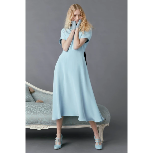 Macgraw Bow Tie Dress in Blue, view 2