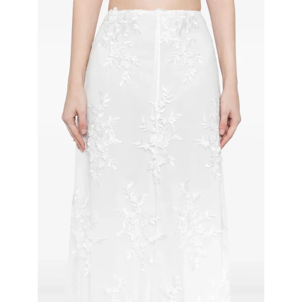 Macgraw Calligraphy Skirt in White Lace, view 6