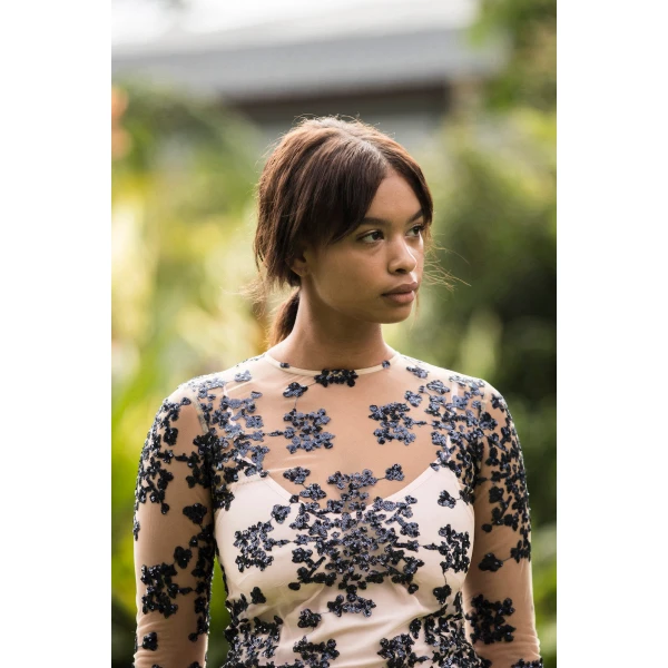Macgraw Cavalleri Dress in navy sequin, view 3