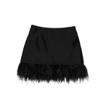 Macgraw Century Skirt in Black with feather trim