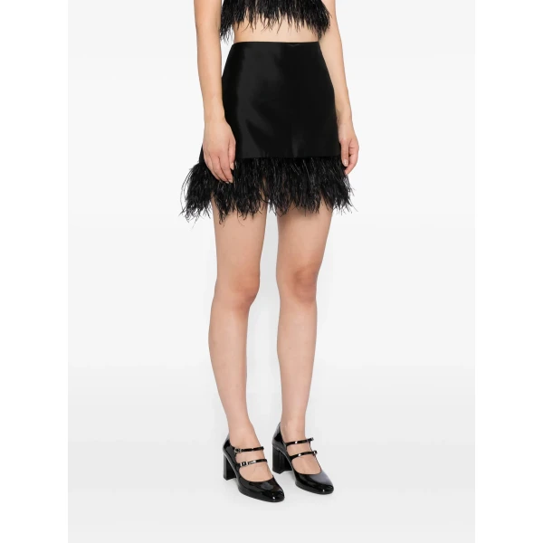 Macgraw Century Skirt in Black with feather trim, view 4
