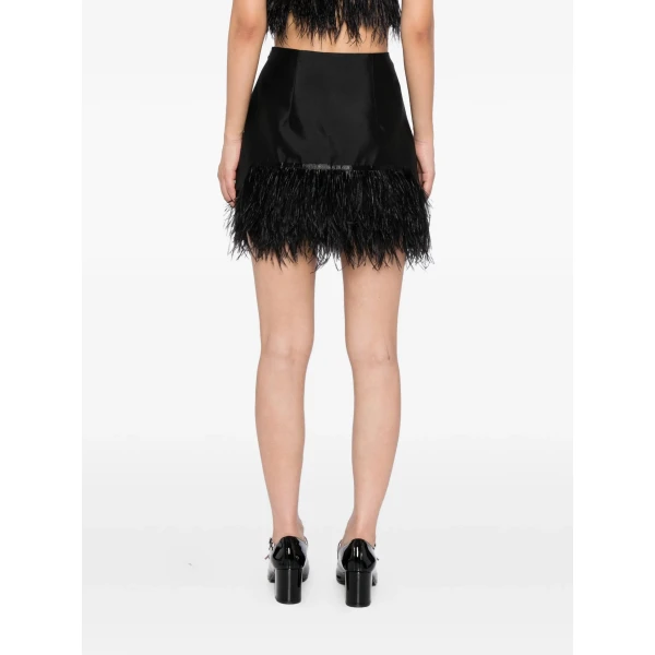 Macgraw Century Skirt in Black with feather trim, view 5