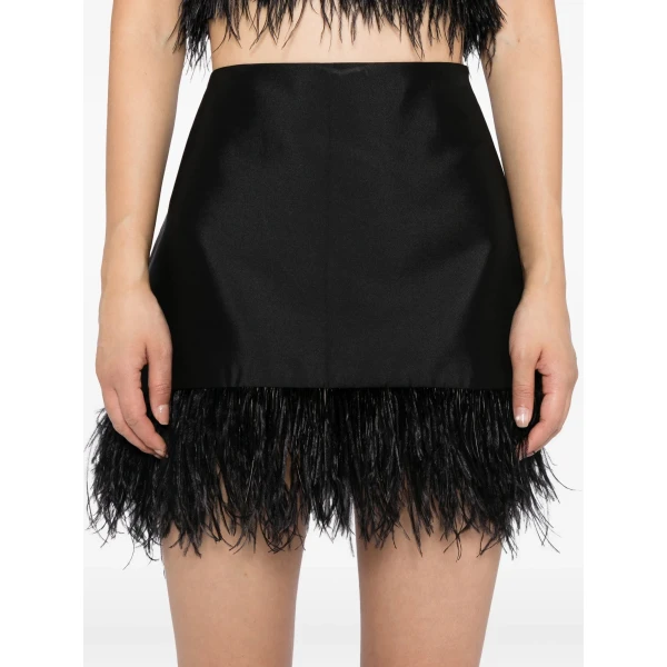 Macgraw Century Skirt in Black with feather trim, view 6