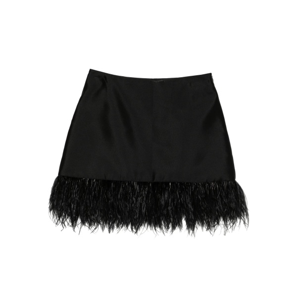Macgraw Century Skirt in Black with feather trim