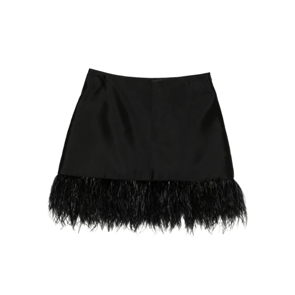 Macgraw Century Skirt in Black with feather trim