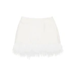 Macgraw Century Skirt in Ivory with feather trim