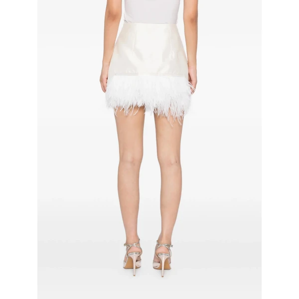 Macgraw Century Skirt in Ivory with feather trim, view 6