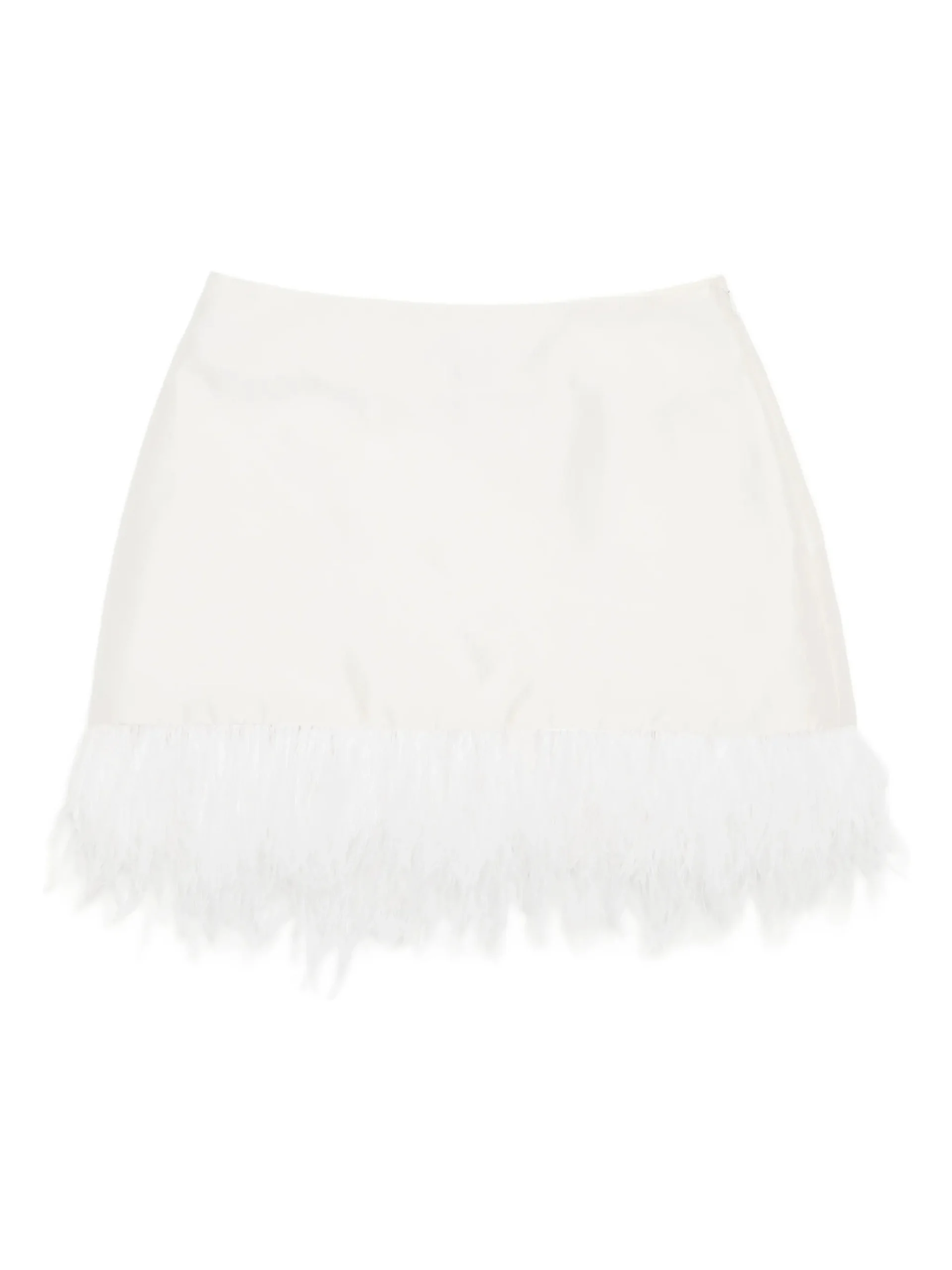 Macgraw Century Skirt in Ivory with feather trim