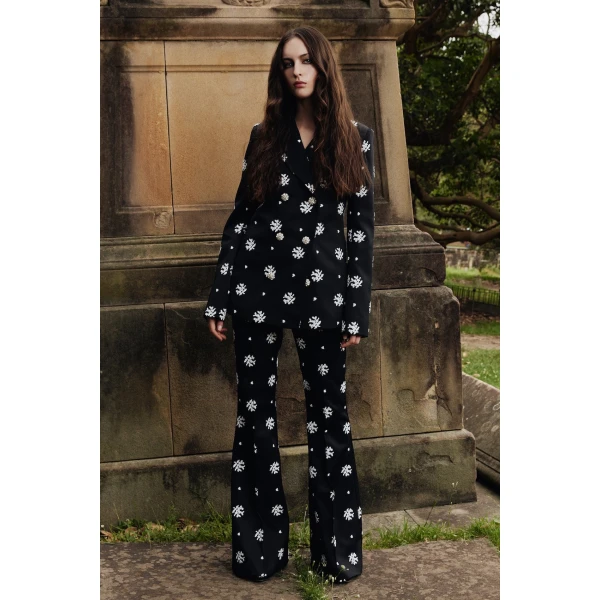 Macgraw Circa 72 Blazer in Black & White Floral Embroidery, view 3