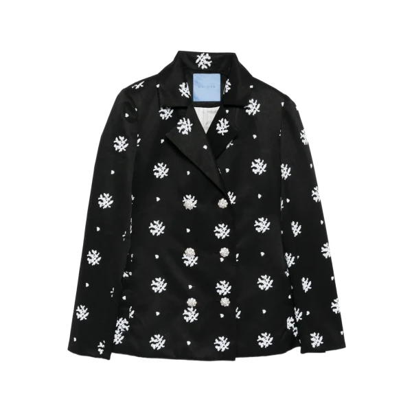 Macgraw Circa 72 Blazer in Black & White Floral Embroidery