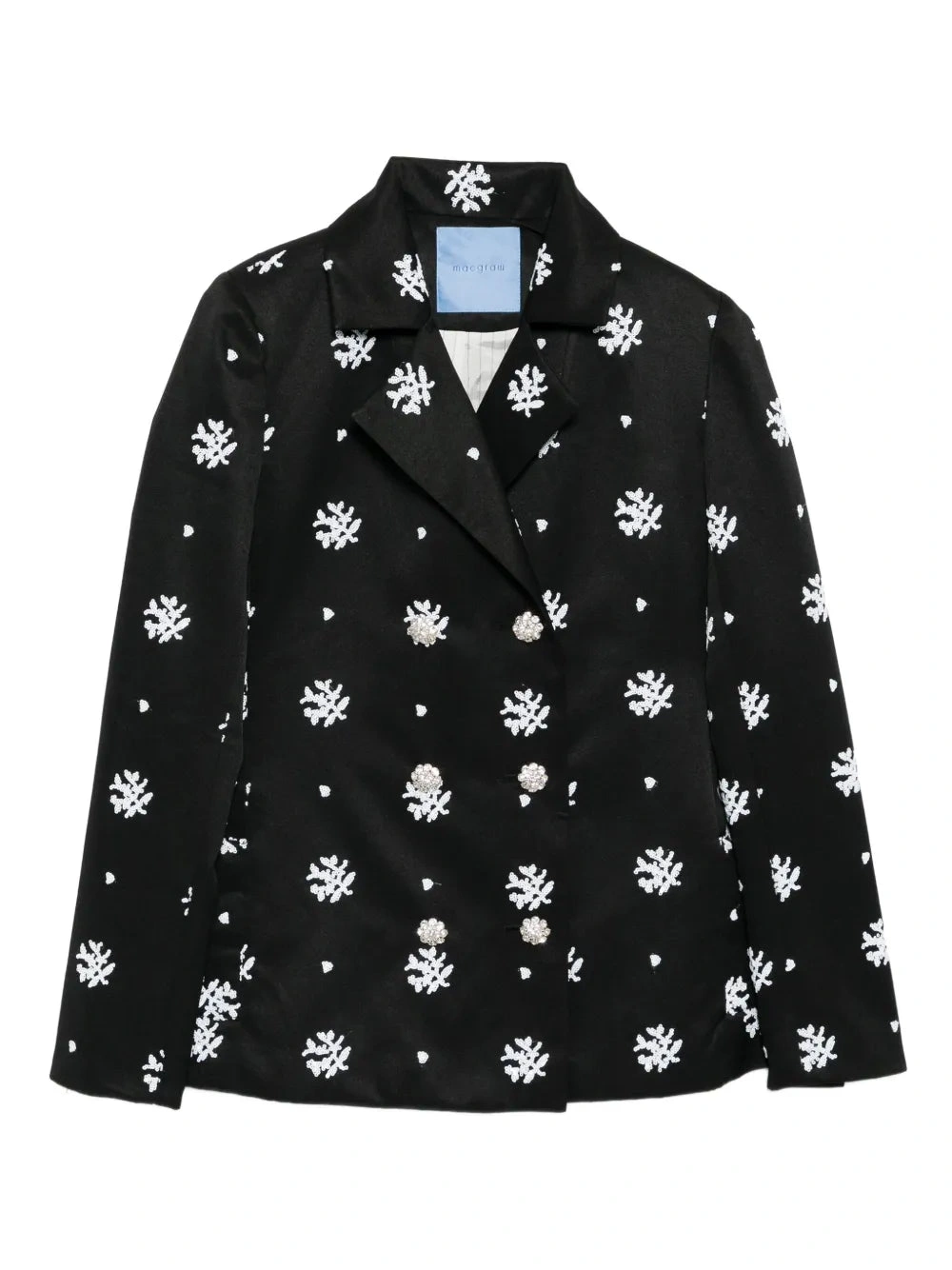 Macgraw Circa 72 Blazer in Black & White Floral Embroidery
