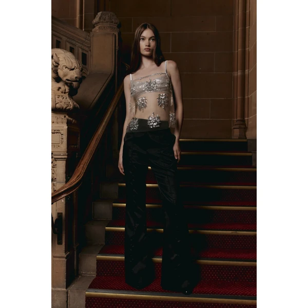 Macgraw Circa 72 Trouser in Black Crest jacquard, view 2