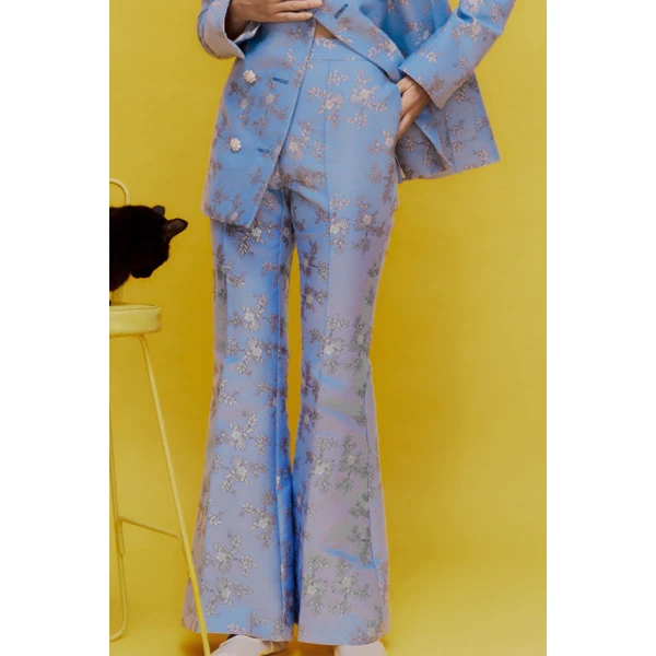 Macgraw Circa 72 Trouser in blue floral jacquard, view 3