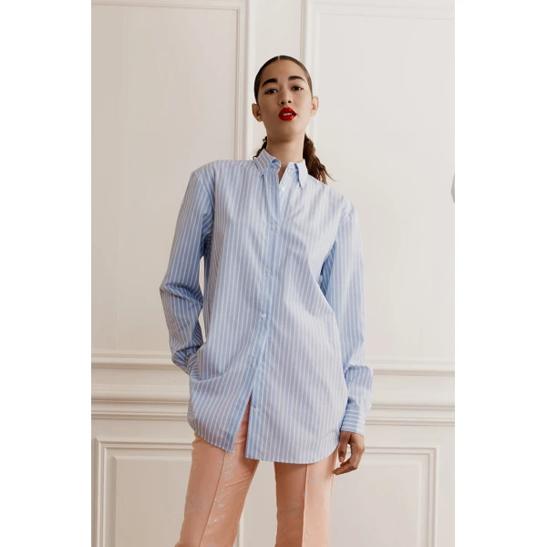 Macgraw Critic Shirt in Blue stripe, view 2