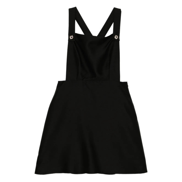 Macgraw Cross Back Apron Dress in Black