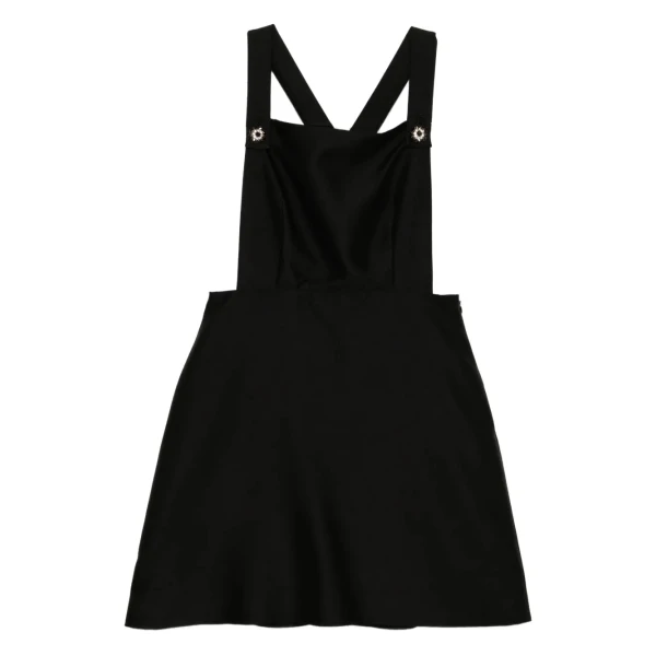 Macgraw Cross Back Apron Dress in Black