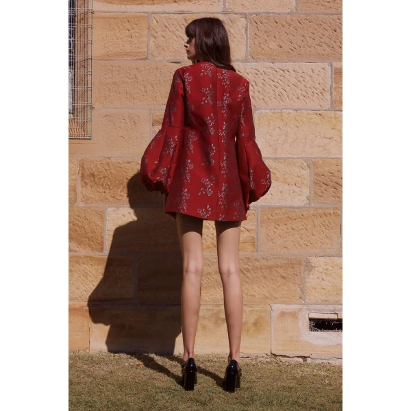 Macgraw Delphine Dress in wine jacquard, view 4
