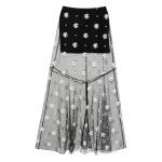 Macgraw Dorothea Skirt in Black and white Floral embroidery