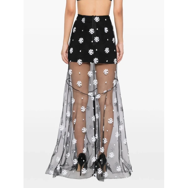 Macgraw Dorothea Skirt in Black and white Floral embroidery, view 5