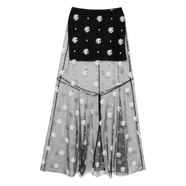 Macgraw Dorothea Skirt in Black and white Floral embroidery