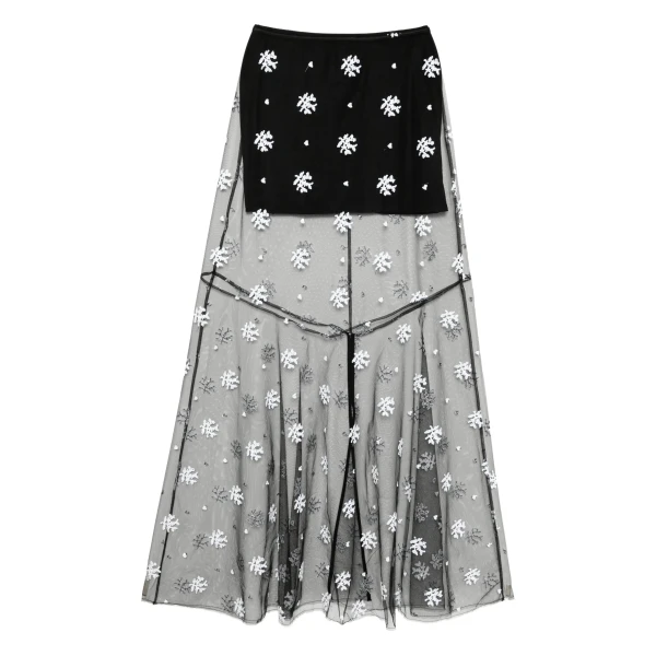 Macgraw Dorothea Skirt in Black and white Floral embroidery