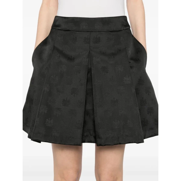 Macgraw Enrolment Skirt in Black Crest Jacquard, view 4