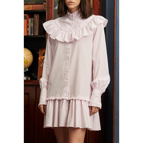 Macgraw Fable Cotton Dress in Pink Stripe, view 3