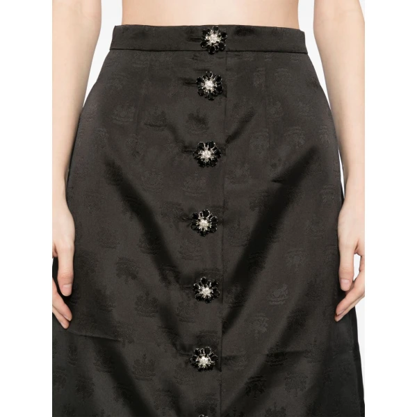 Macgraw Faculty Skirt in Black Crest Jacquard, view 6