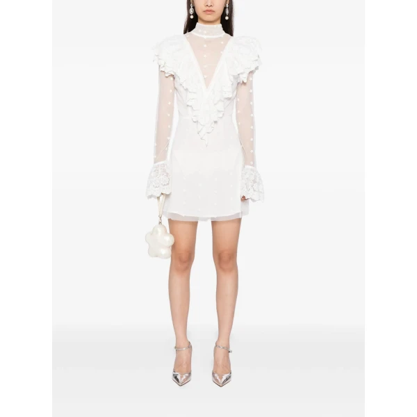 Macgraw Friday Mini Dress in Ivory Tulle lace, view 4