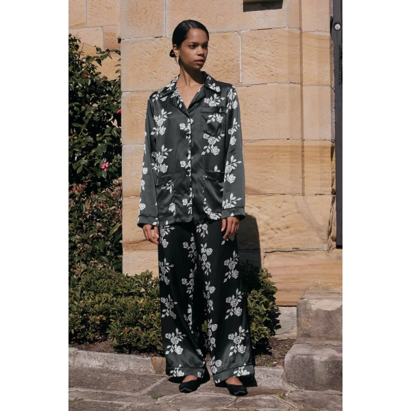 Macgraw ‘He loves me’ PJ set in Black Rose, view 2