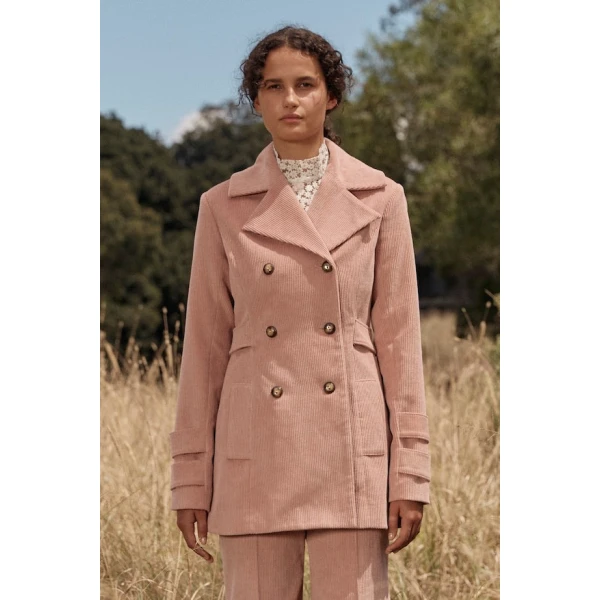 Macgraw Historical Coat in Pink Corduroy, view 3
