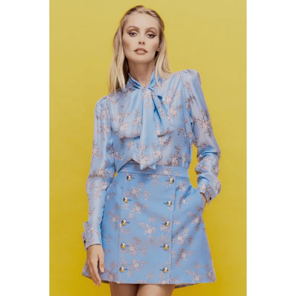 Macgraw Illumination Blouse in Blue Floral print, view 2
