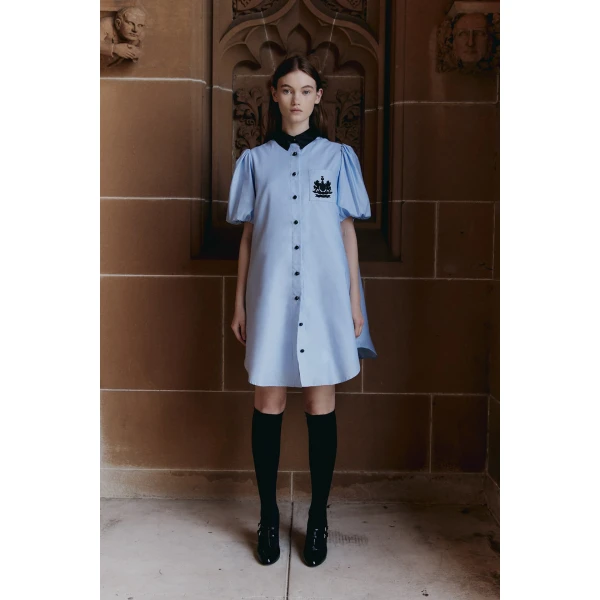 Macgraw Ivy League Dress in blue cotton, view 3