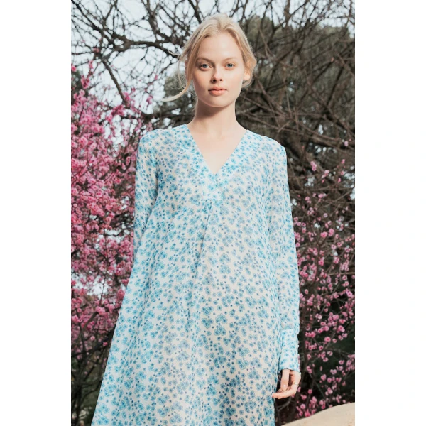 Macgraw Jardin Dress in Blue Print, view 3