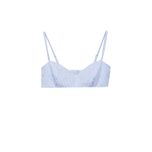 Macgraw Literature Bralette in blue and white stripe